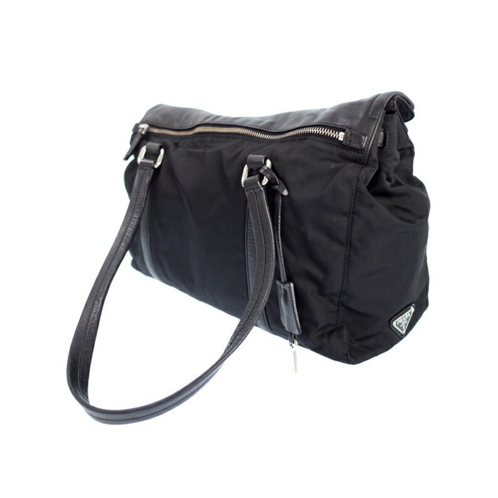 Prada Black Shoulder Tote Vela Bag Tessuto